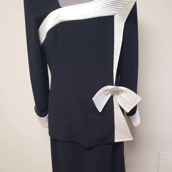 Valentino-Styled Black and White Two Piece with Bow Detail